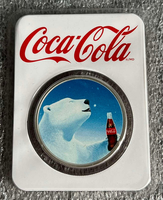 Coca-Cola® 1 oz Silver Polar Bear Colorized Round