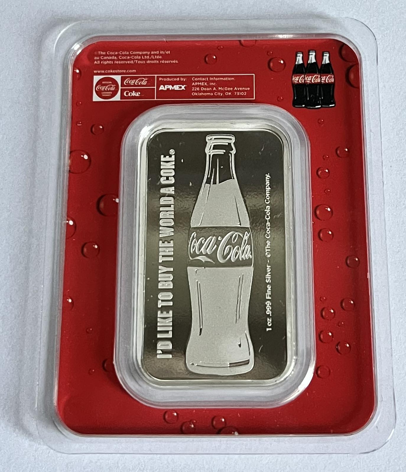 Coca-Cola® 1 oz Silver Colorized Bar in Tamper-Evident Packaging