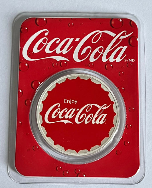 Coca-Cola® 1 oz Silver Colorized Round (Bottle Cap) in Tamper-Evident Packaging
