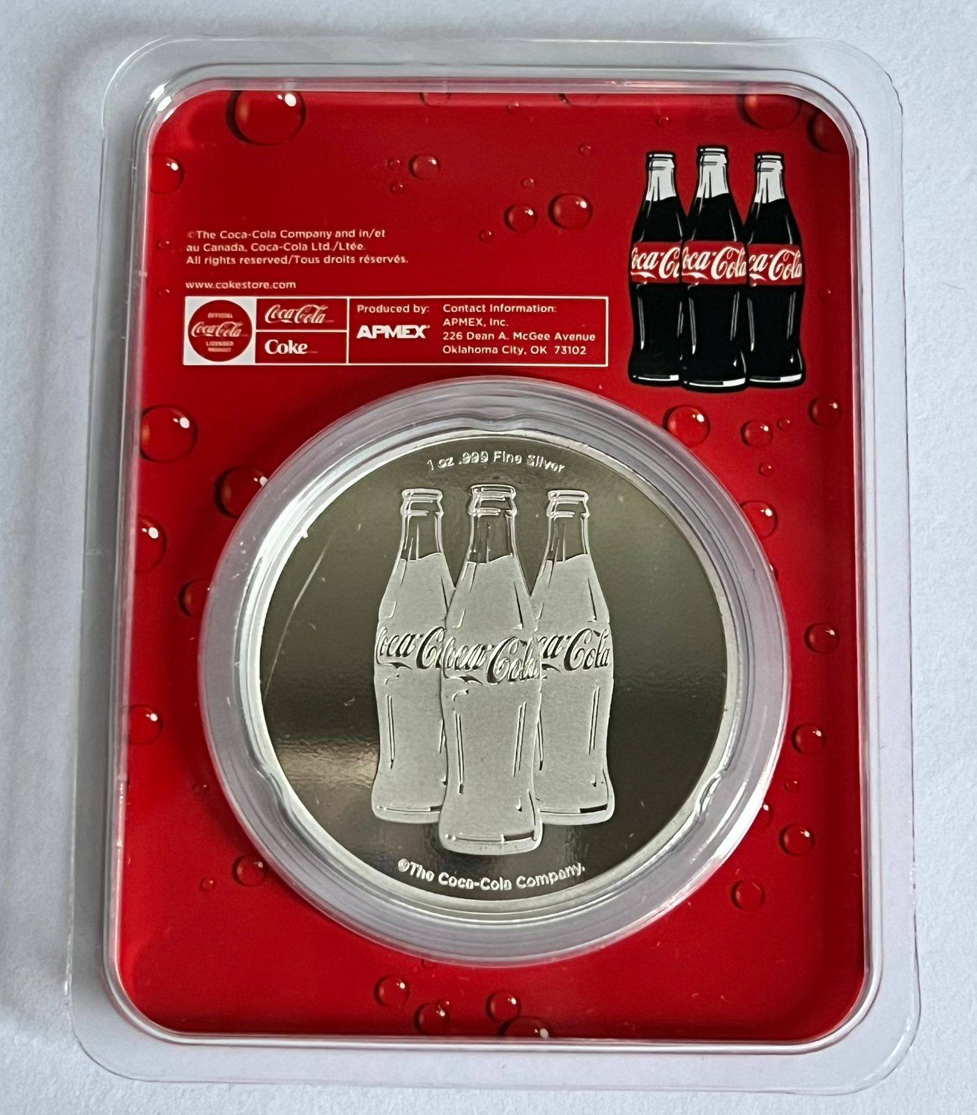 Coca-Cola® 1 oz Silver Colorized Round (Bottle Cap) in Tamper-Evident Packaging