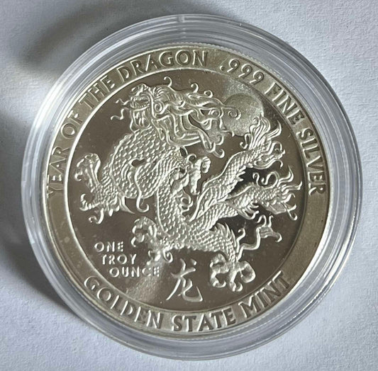 Golden State Mint Dragon 1 oz Silver Round in Capsule