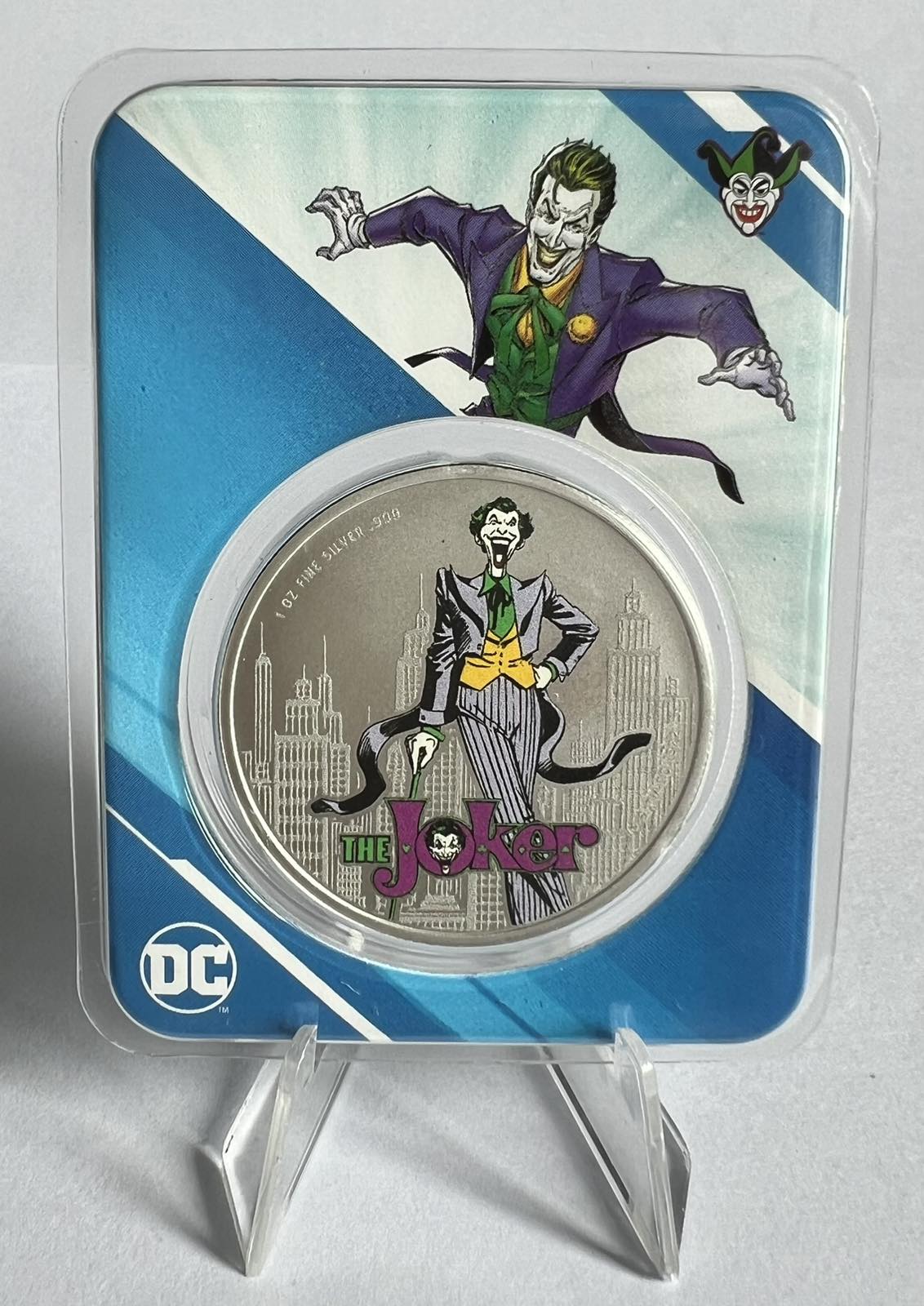 2024 Samoa DC Comics The Joker 1 oz Colorized Silver Coin in Tamper-Evident Packaging