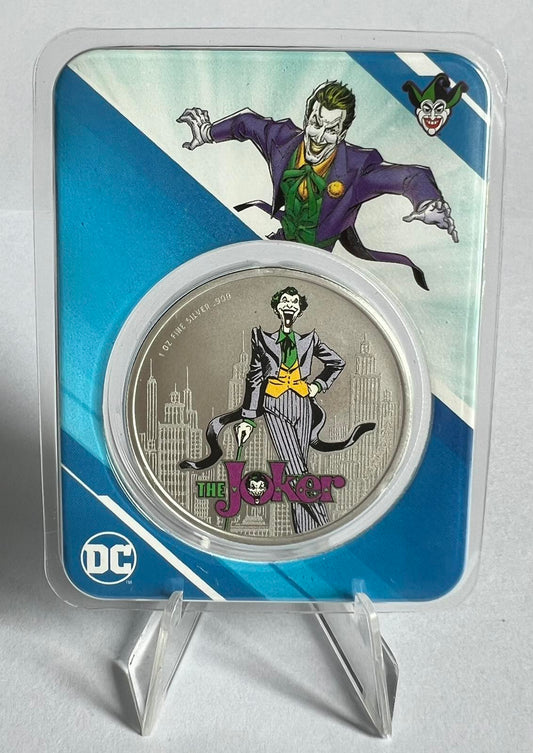 2024 Samoa DC Comics The Joker 1 oz Colorized Silver Coin in Tamper-Evident Packaging