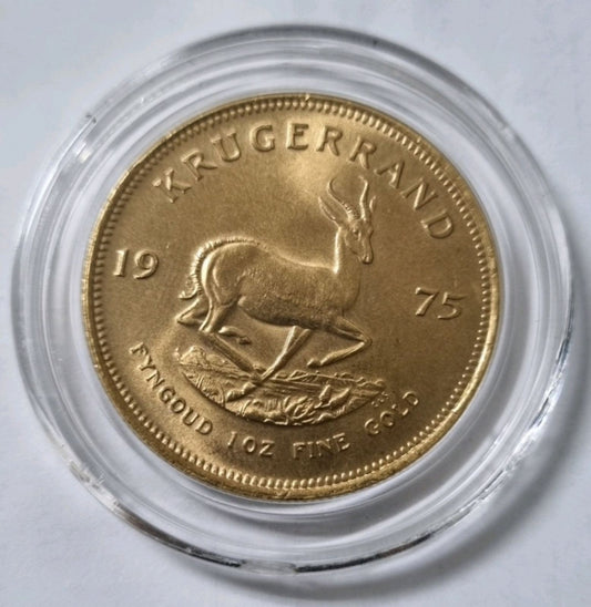 Random Year South Africa Krugerrand 1 oz Gold Coin AU in Capsule (note: coin is actually BU condition but due to old age, classified as AU to be safe)