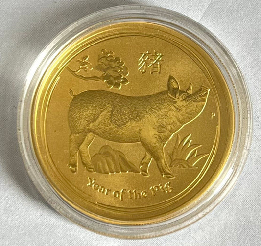 2019 Australia Lunar Pig 1 oz Gold Coin BU (Series II) in Capsule