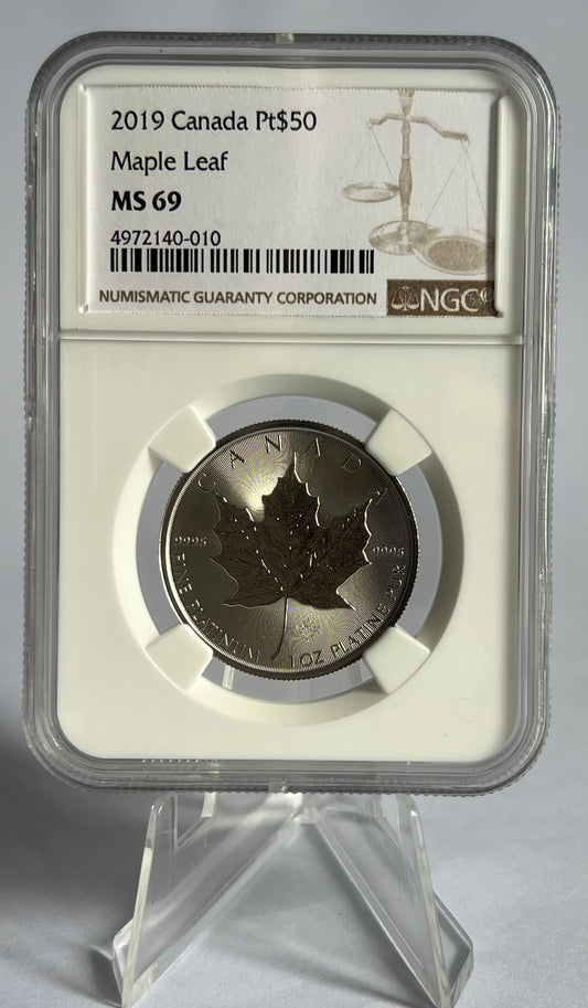2019 Canada Maple Leaf 1 oz Platinum Coin NGC MS69