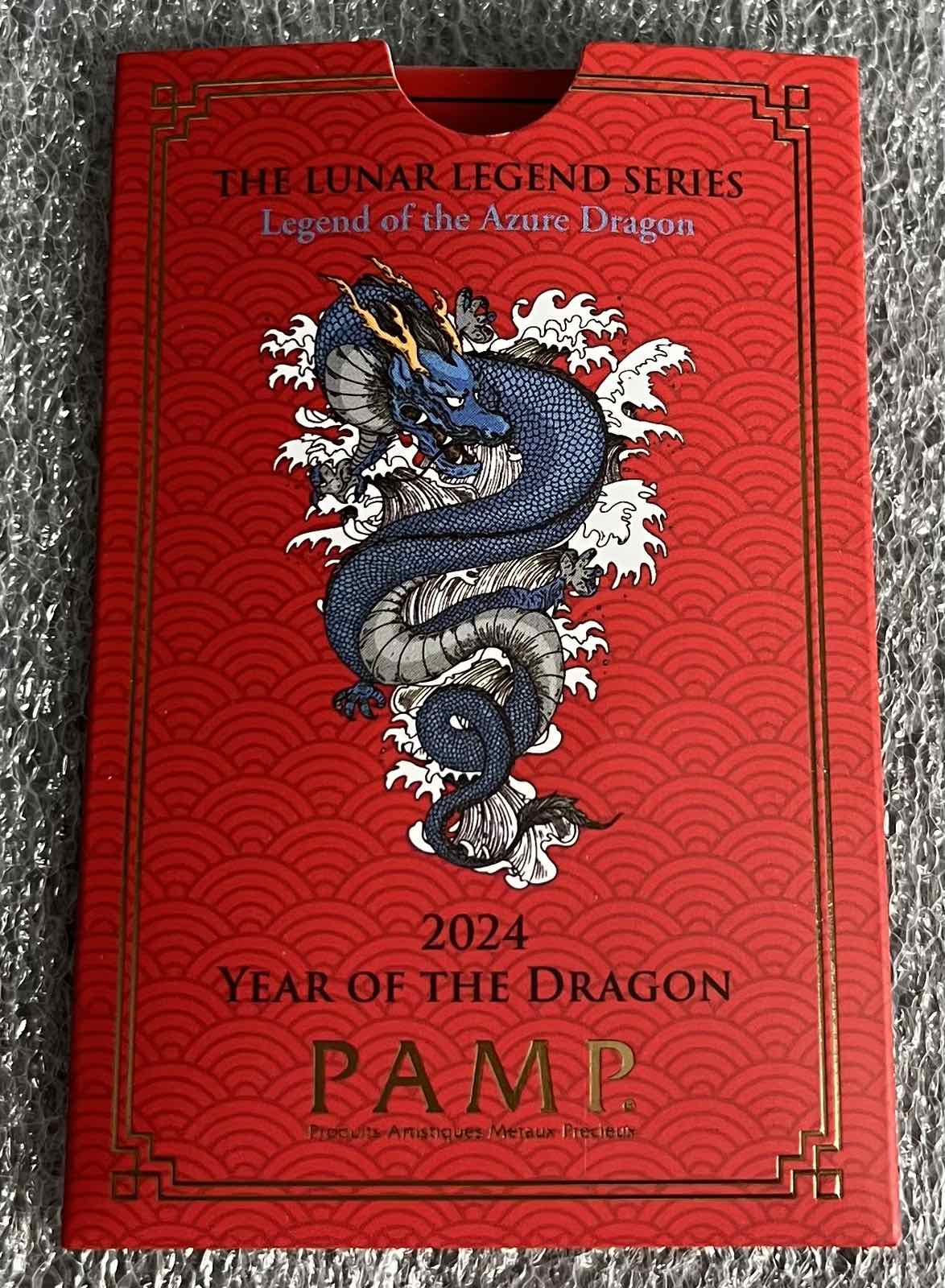 2024 PAMP Lunar Series "Year of the Dragon" 10 grams Silver Bar in Assay