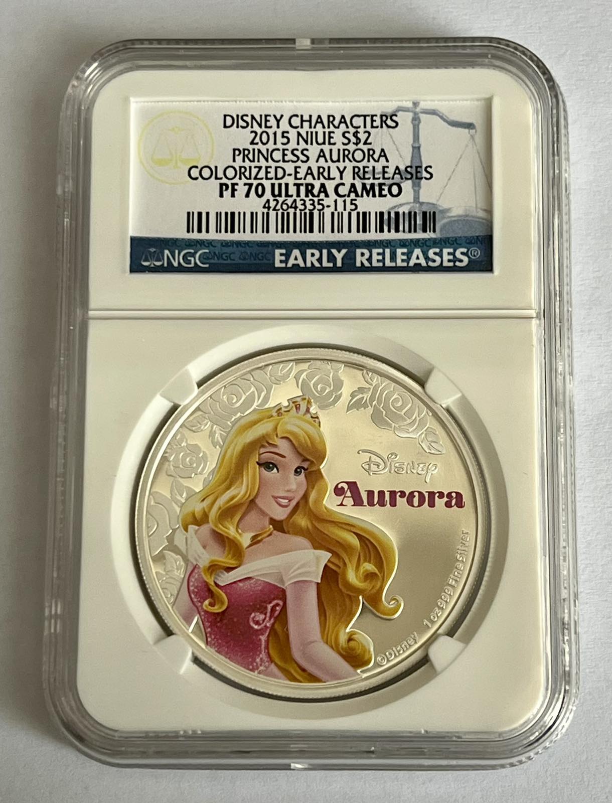 2015 $2 Disney Princess Aurora - Pure Silver Coin NGC PF70 Early Releases