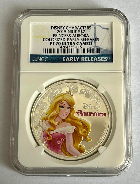 2015 $2 Disney Princess Aurora - Pure Silver Coin NGC PF70 Early Releases