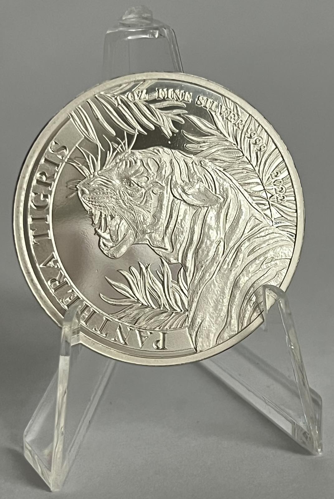 2022 Laos Tiger (Panthera Tigris 1 oz Silver Coin in Capsule (note: may contain minor contact marks)