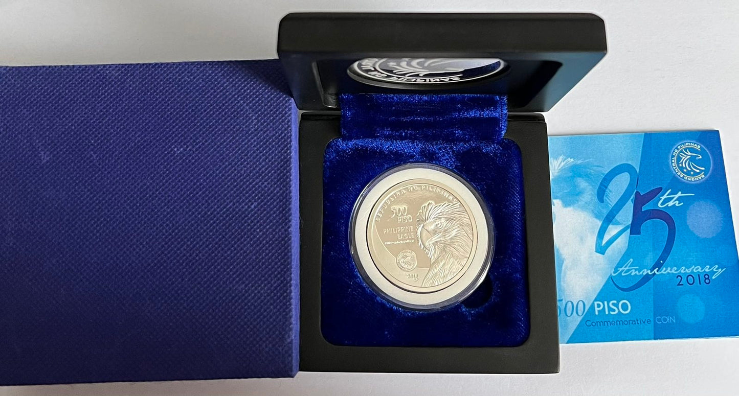 500 Piso Philippine Eagle BSP 28.28 grams Silver Coin in Capsule with Case, Box, and COA