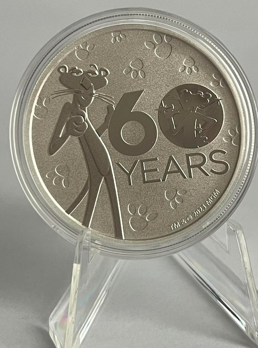 2024 Tuvalu Pink Panther 60th Anniversary 1 oz Silver Coin BU in Capsule