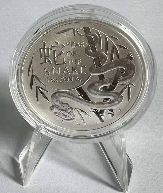 2025 Australia Lunar Year of the Snake 1 oz Silver Coin BU in Capsule