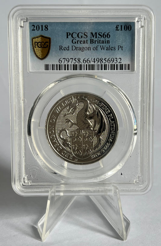 2018 Great Britain Queen's Beasts The Dragon 1 oz Platinum Coin PCGS MS66