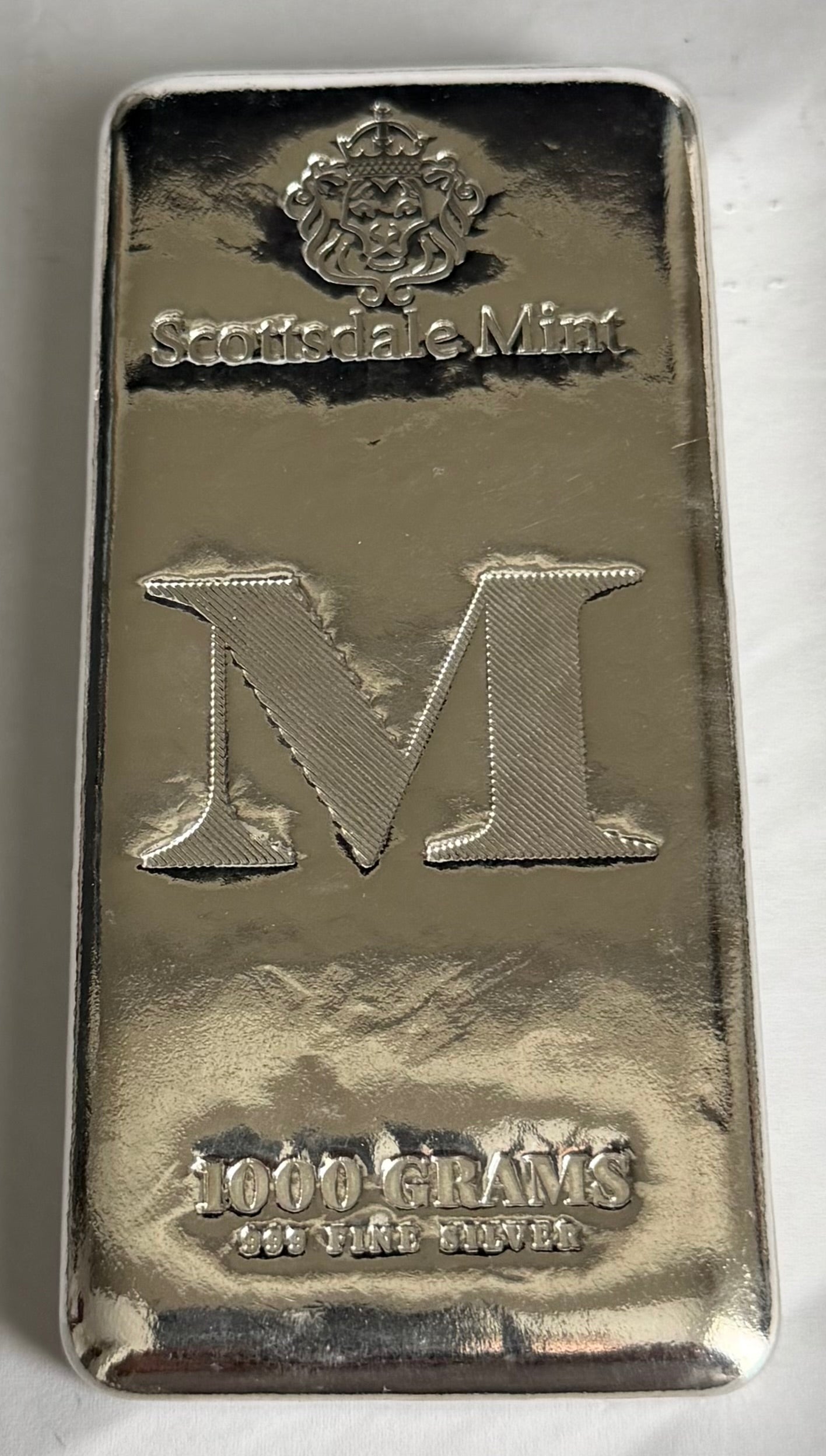1 KG Scottsdale Mint Imperium Collection "M" .999 Silver Cast Bar