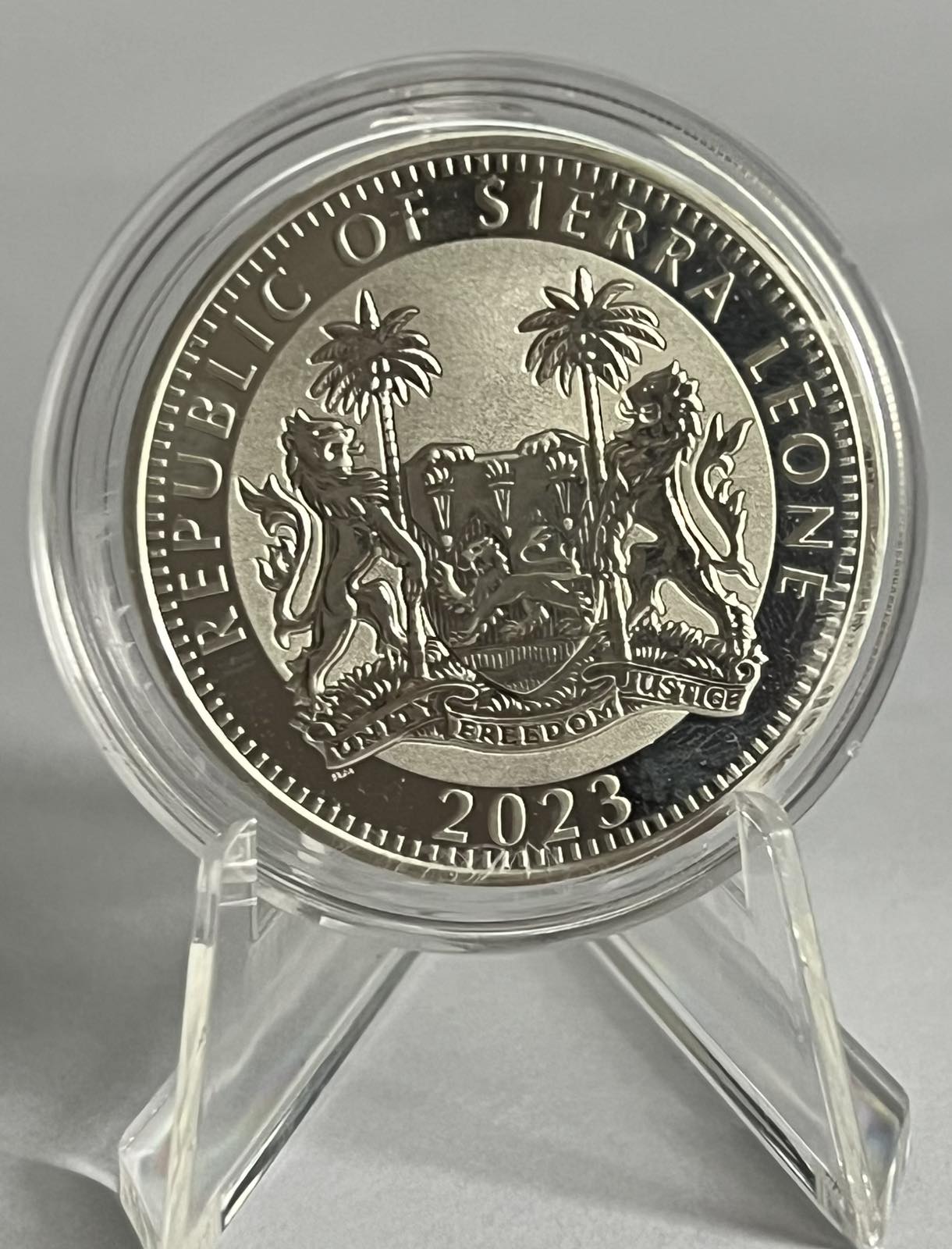 2023 Sierra Leone 1 oz Silver $1 Big Five: Elephant BU in Capsule