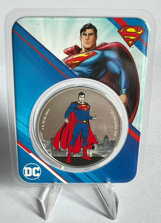 2024 Samoa DC Comics Superman 1 oz Colorized Silver Coin in Tamper-Evident Packaging