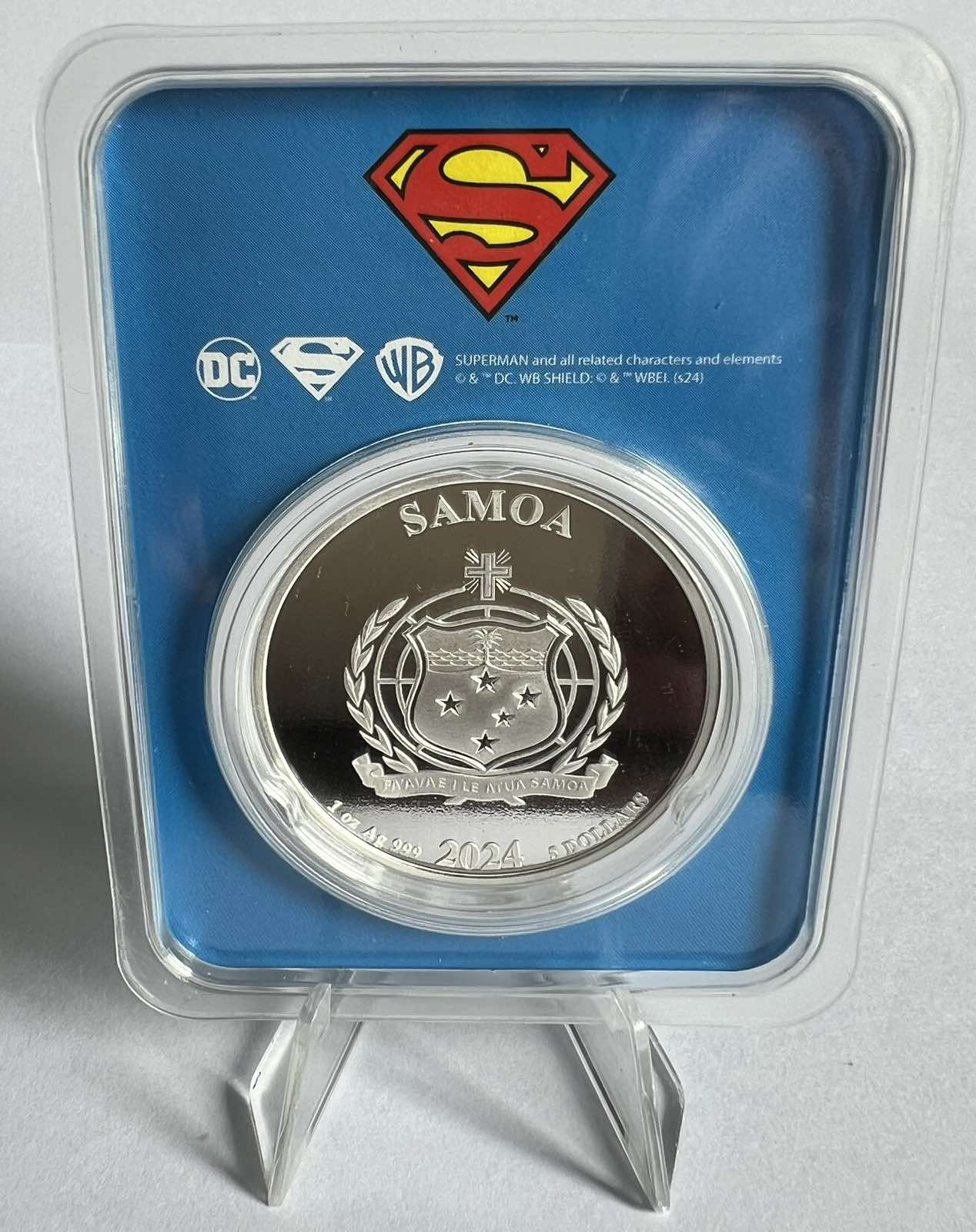 2024 Samoa DC Comics Superman 1 oz Colorized Silver Coin in Tamper-Evident Packaging