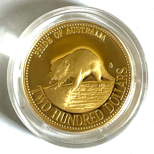 200 Dollars - Elizabeth II 3rd Portrait - Tasmanian Devil 10g Gold Coin in Capsule with Case, Box, and COA