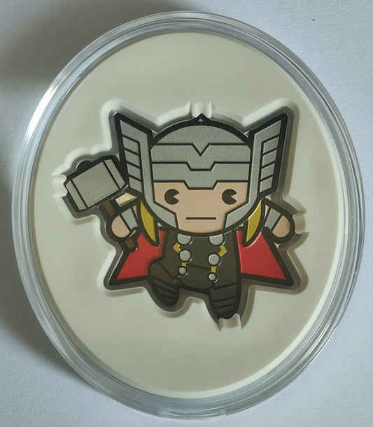 Kawaii Thor 1 oz Silver Proof Coin in Capsule with Case, Box, and COA