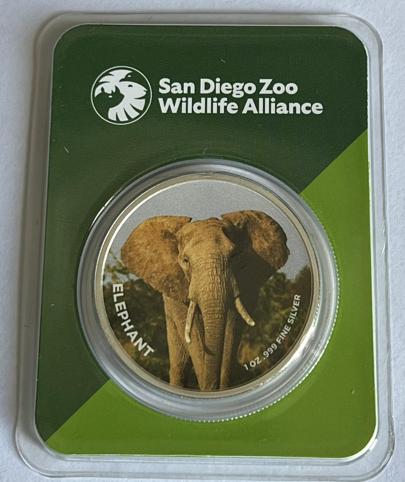 San Diego Zoo 1 oz Colorized Silver Elephant in TEP