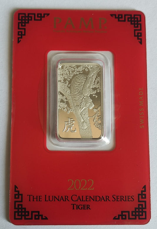 PAMP Suisse Lunar Year of the Tiger 10 grams Silver Bar in Assay