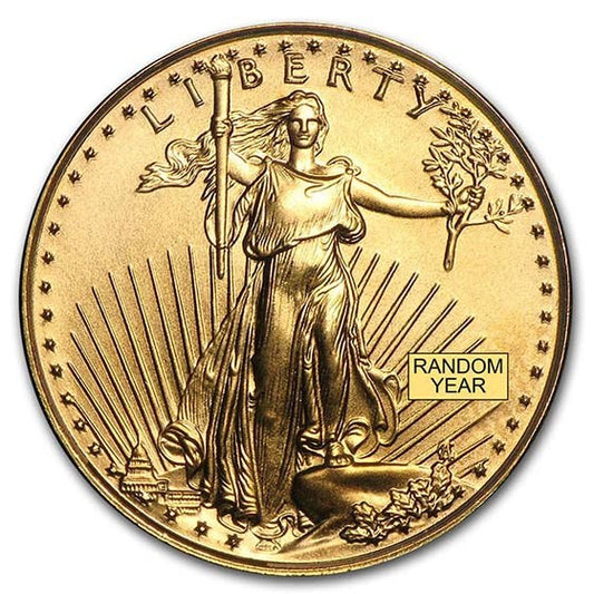 Random Year American Gold Eagle 1/10 oz Gold Coin in Capsule