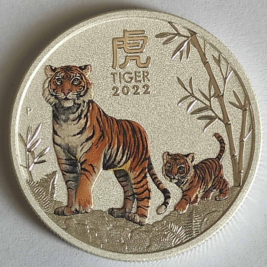 2022 Australia Lunar Tiger (Series III) 1/2 oz Colorized Silver Coin BU in Capsule