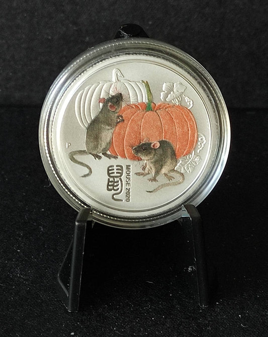 2020 Australia Lunar Mouse 1/4 oz Colorized Silver Coin BU in Capsule