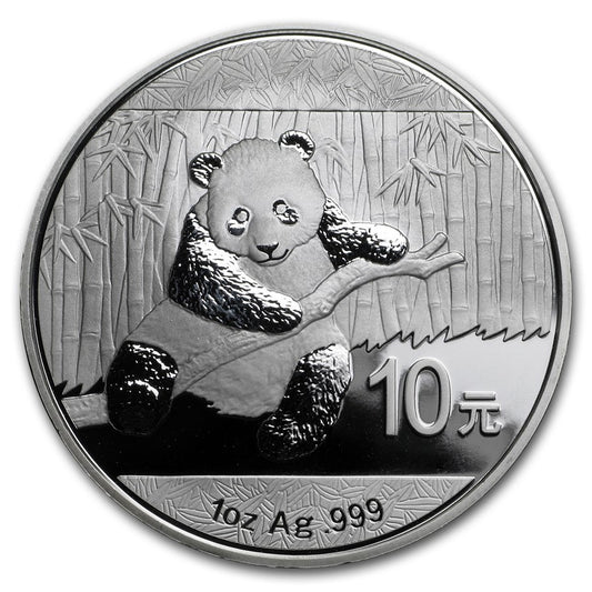 2014 China Panda 1 oz Silver Coin BU in Capsule