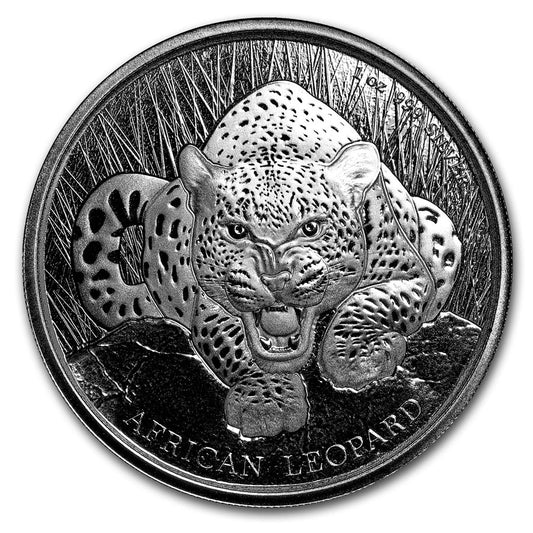 2017 Republic of Ghana African Leopard 1 oz Silver Coin BU in Capsule
