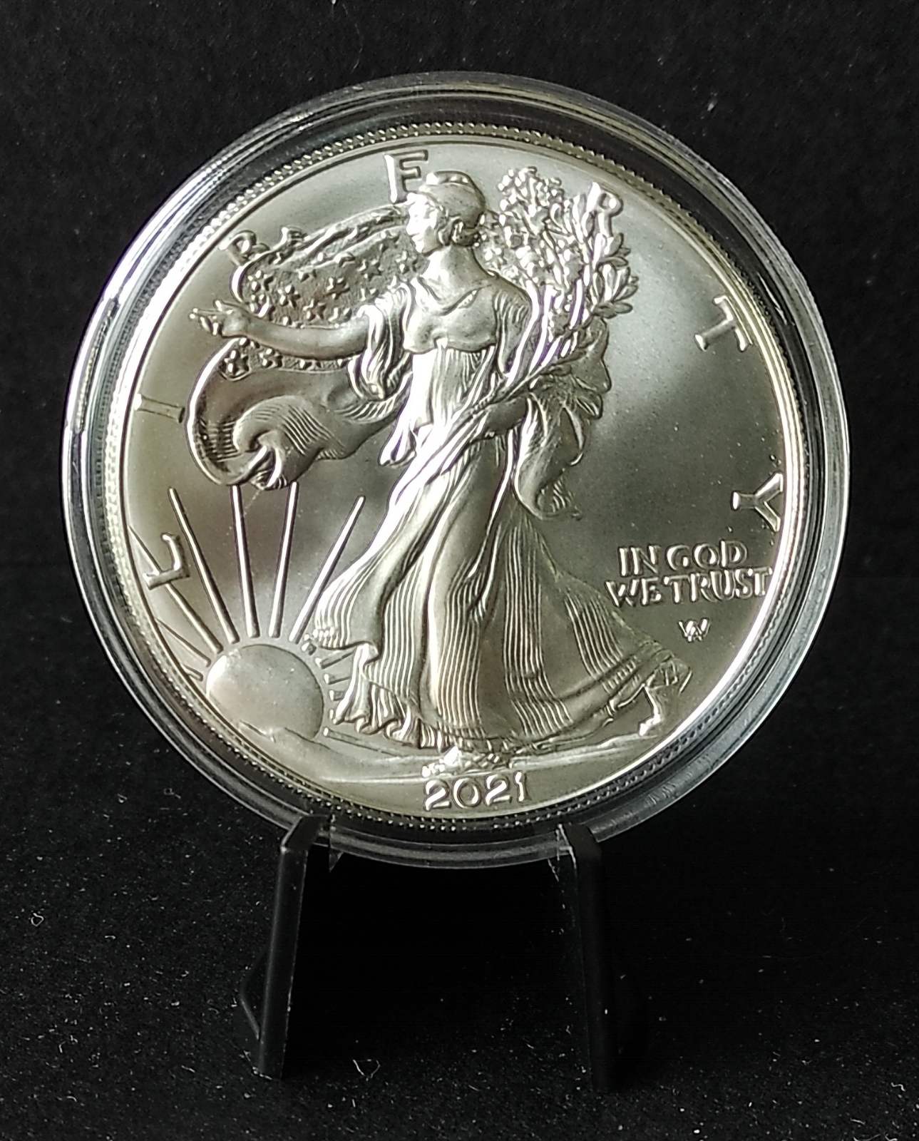 2021 American Silver Eagle Type 2 1 oz Silver Coin BU in Capsule
