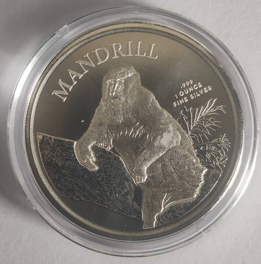 2021 Cameroon Mandrill 1 oz Silver Coin BU in Capsule