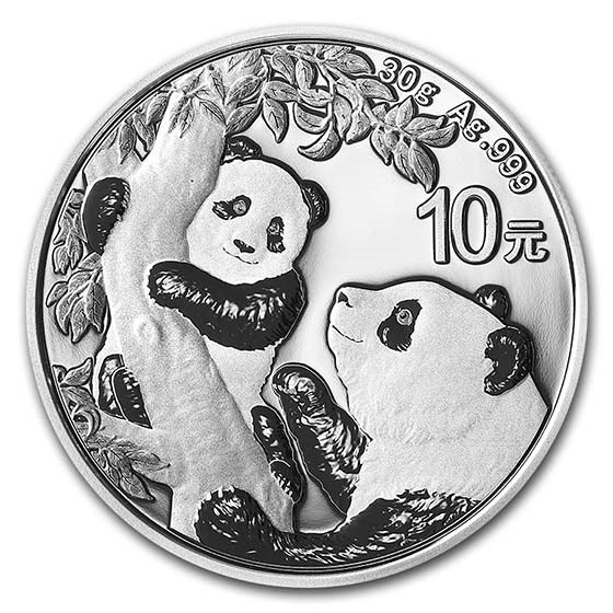 2021 China Panda 30 grams Silver Coin BU in Capsule
