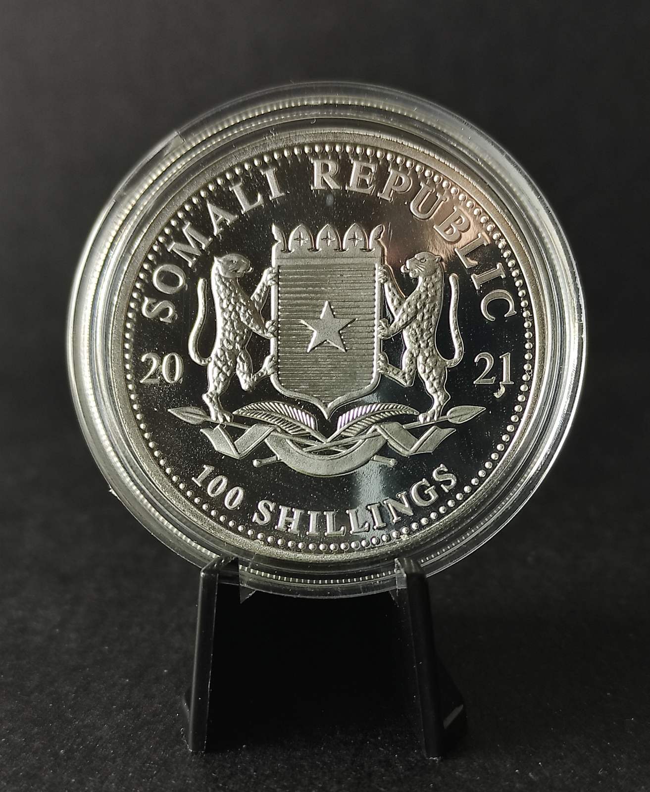2021 Somalia Elephant 1 oz Silver Coin BU in Capsule