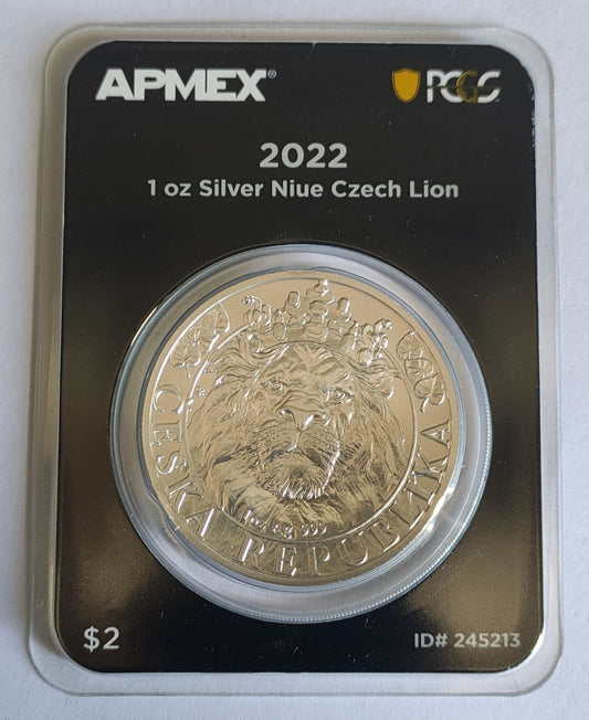 2022 Niue Czech Lion 1 oz Silver Coin in MintDirect Premier Packaging + PCGS FirstStrike Eligible
