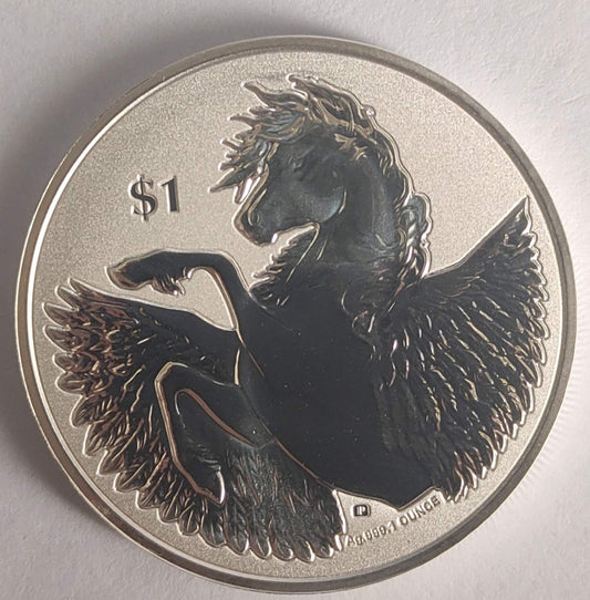 2022 BVI Pegasus Reverse Cameo 1 oz Silver Coin BU in Capsule