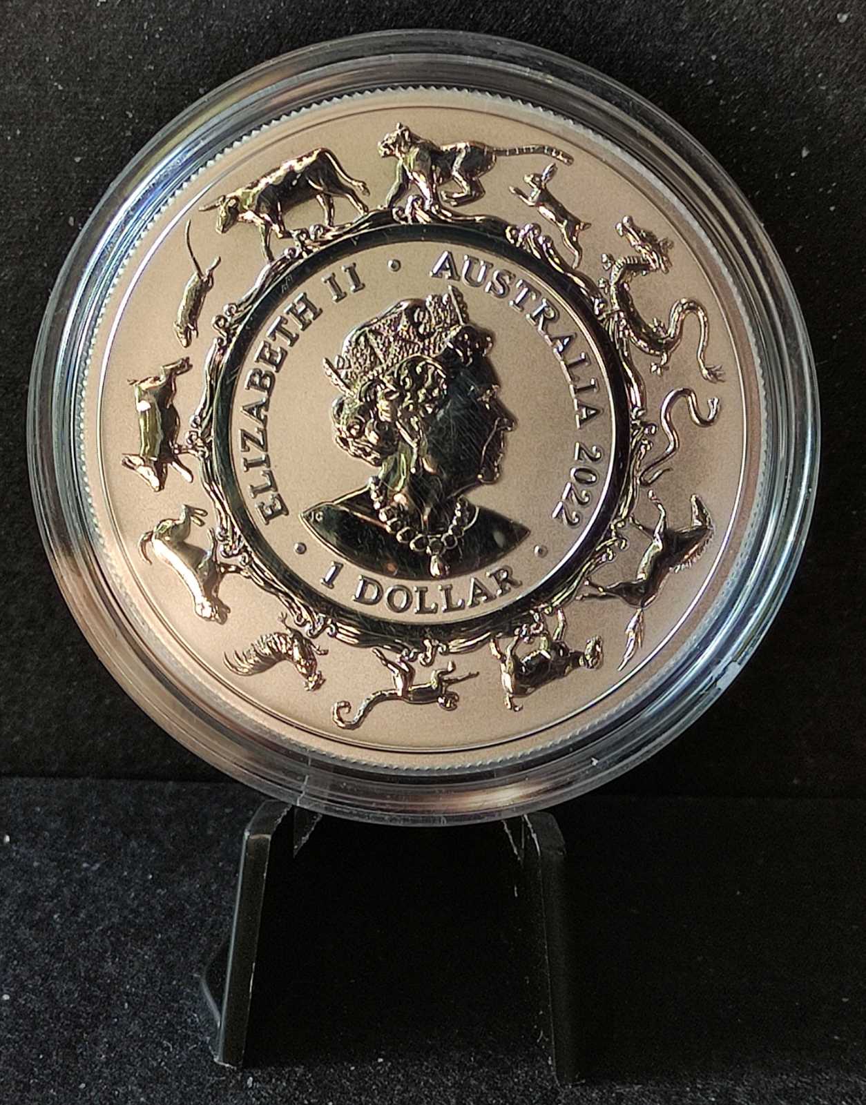 2022 Australia Lunar Year of the Tiger 1 oz Silver Coin BU in Capsule