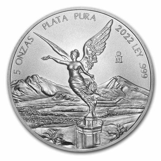 2022 Mexico Libertad 5 oz Silver Coin BU in Capsule