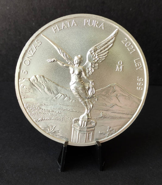 2021 Mexico Libertad 5 oz Silver Coin BU in Capsule