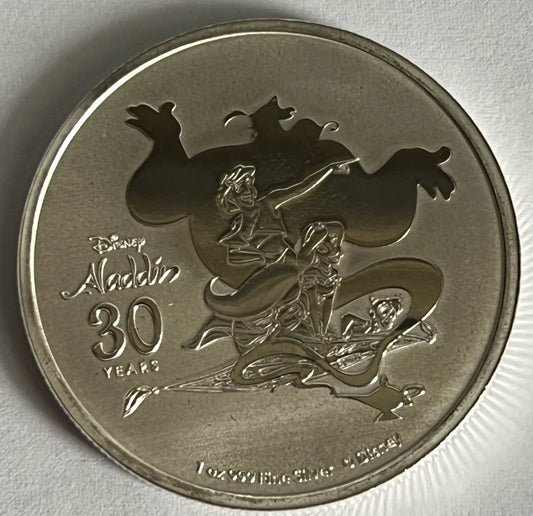 2022 Niue Disney's Aladdin 30th Anniversary 1 oz Silver Coin in Capsule (note: contains milkspots)