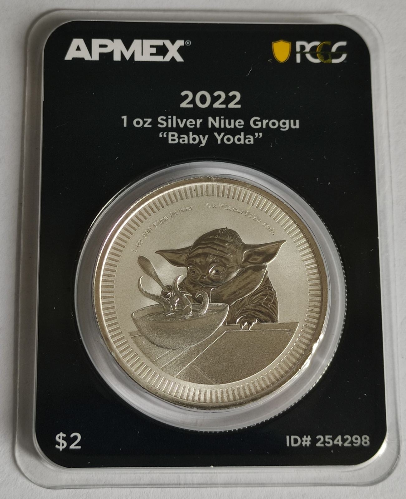 2022 Niue Grogu "Baby Yoda" 1 oz Silver Coin in MintDirect Premier Packaging + PCGS FirstStrike Eligible