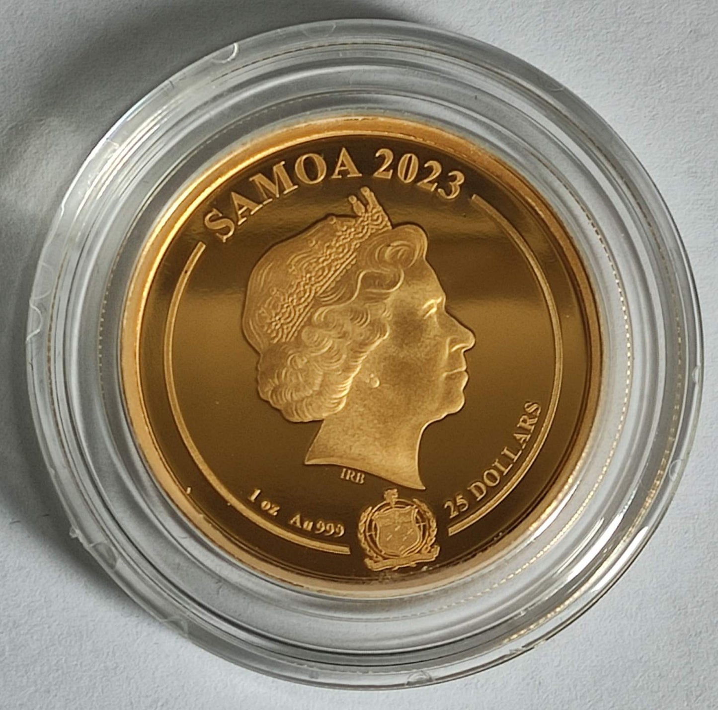 2023 Samoa Batman 1 oz Gold Coin in Capsule with Tin Can, Sleeve, and COA