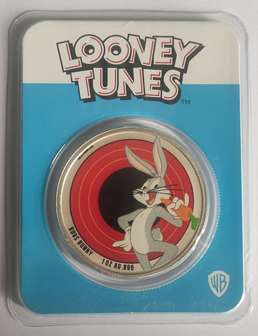 2022 Samoa Looney Tunes Bugs Bunny 1 oz Colorized Silver Coin in Tamper-Evident Packaging