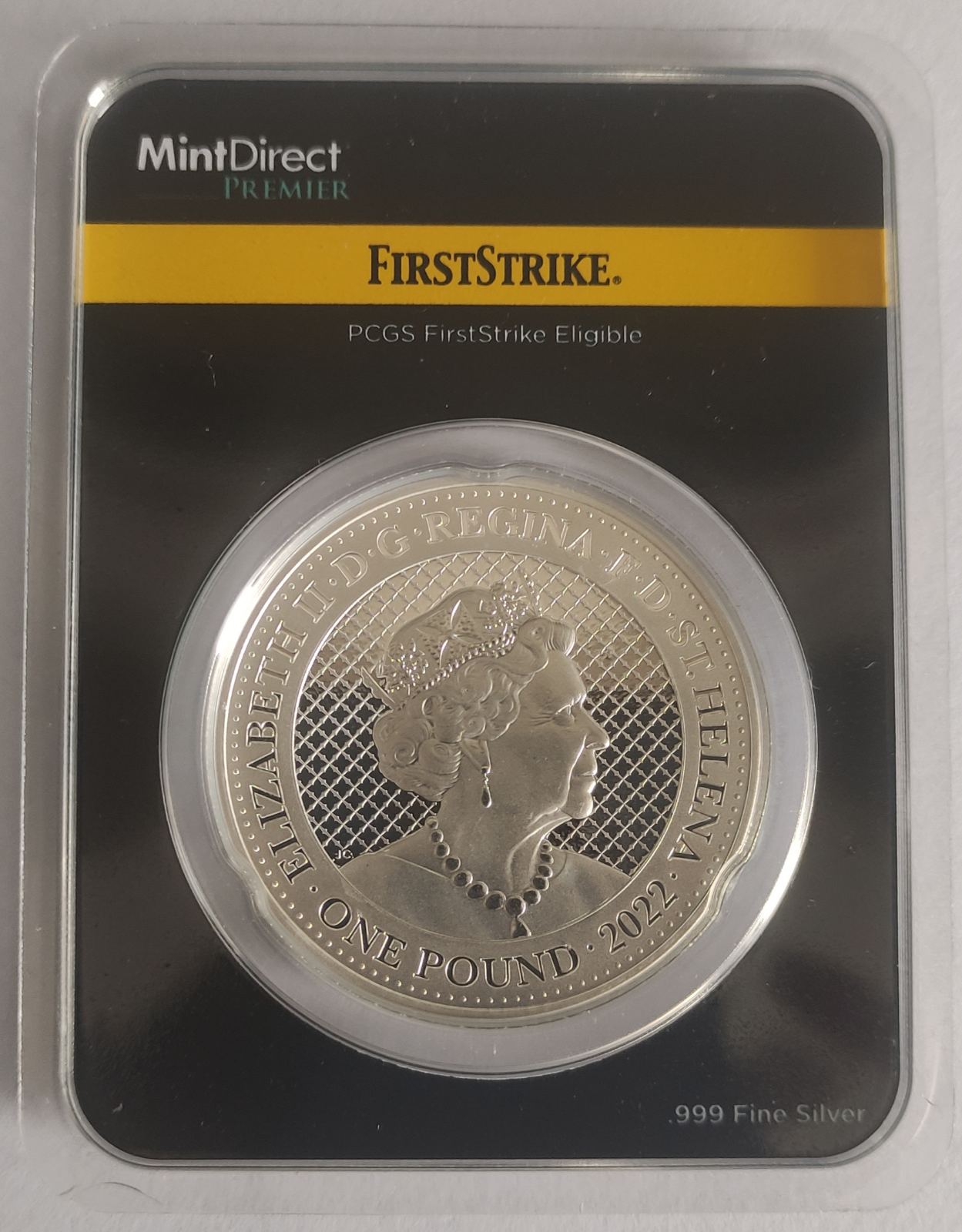 2022 St. Helena Cash Series: Rhino 1 oz Silver Coin in MintDirect Premier Packaging + FirstStrike Eligible