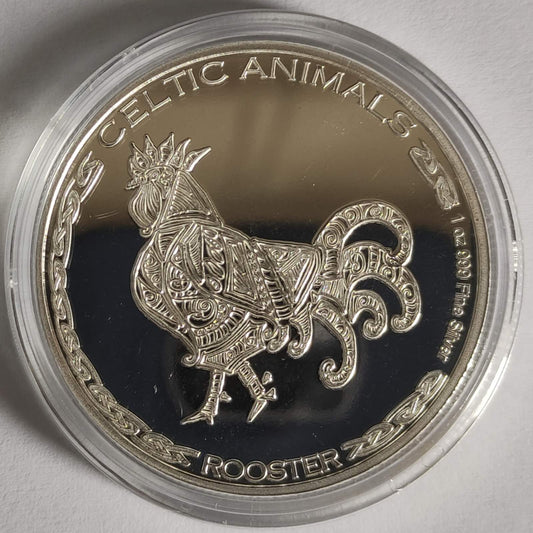 2022 Republic of Chad Celtic Animals: Rooster 1 oz Silver Coin BU in Capsule