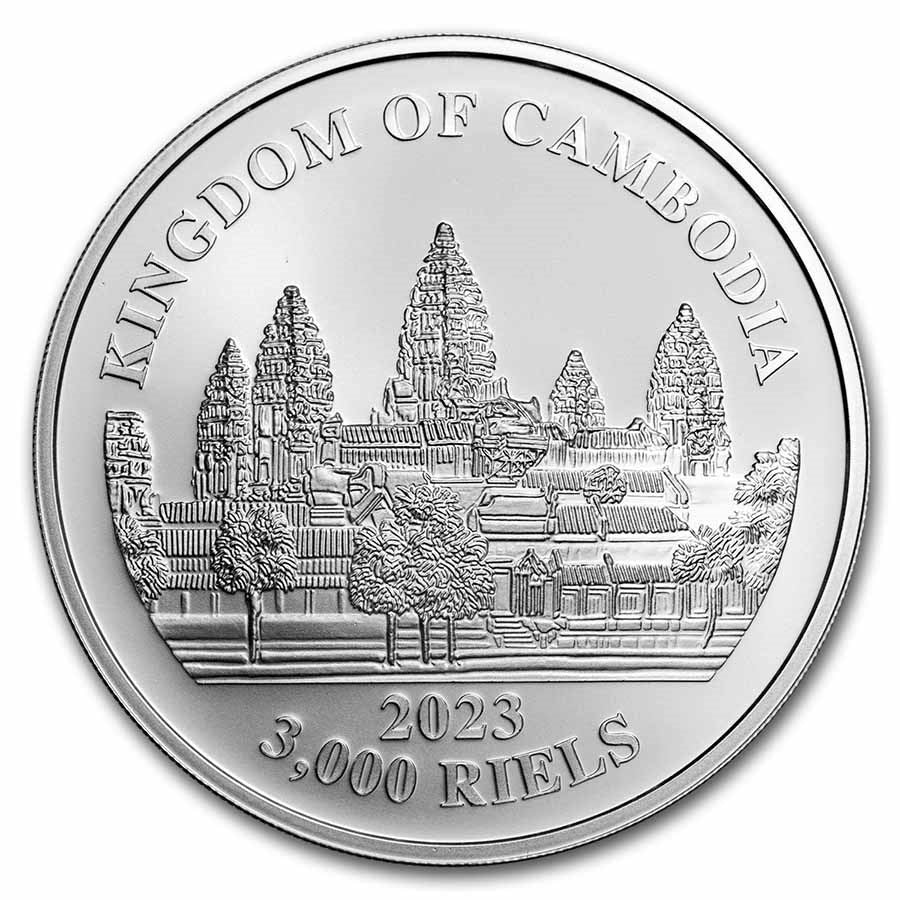 2023 Cambodia Wildlife Series: Clouded Leopard 1 oz Silver Coin BU in Capsule