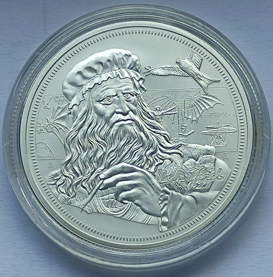 2021 Niue Icons of Inspiration: Leonardo da Vinci 1 oz Silver Coin BU in Capsule