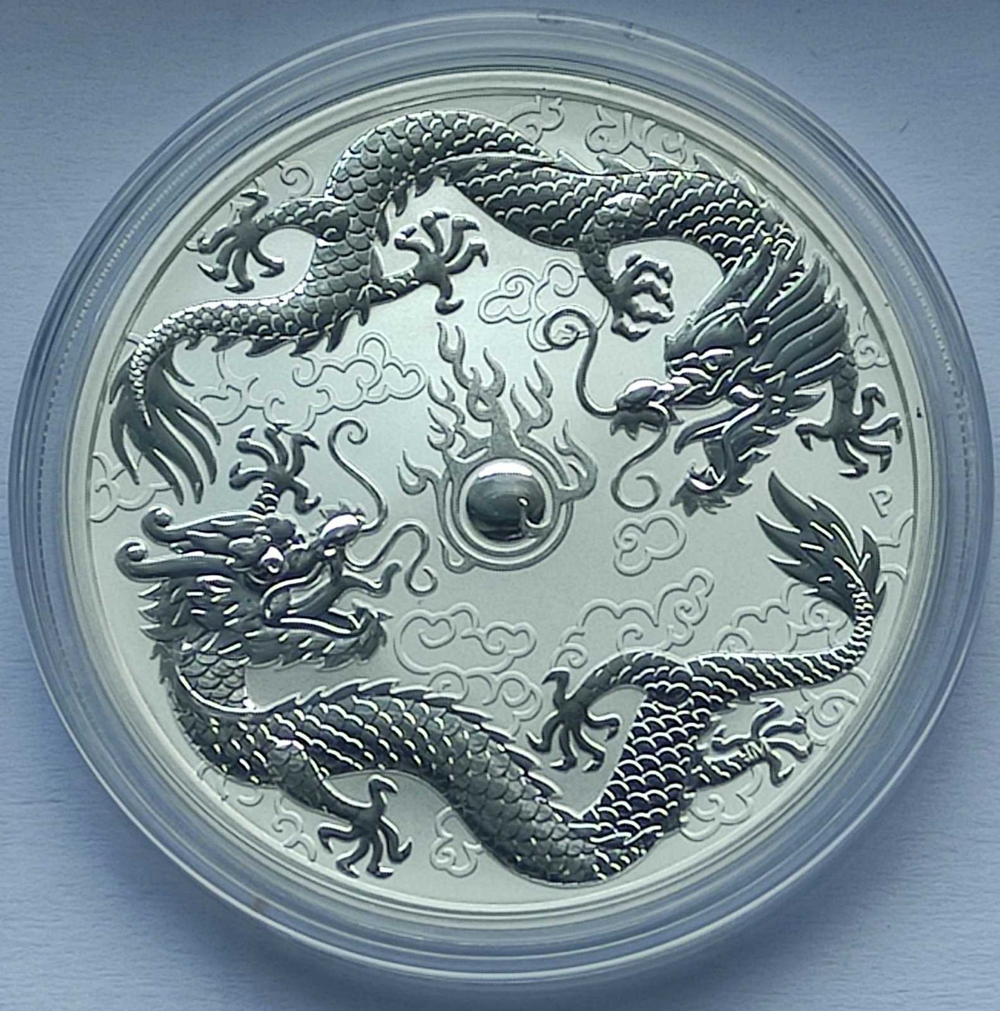 2019 Australia Double Dragon 1 oz Silver Coin BU in Capsule