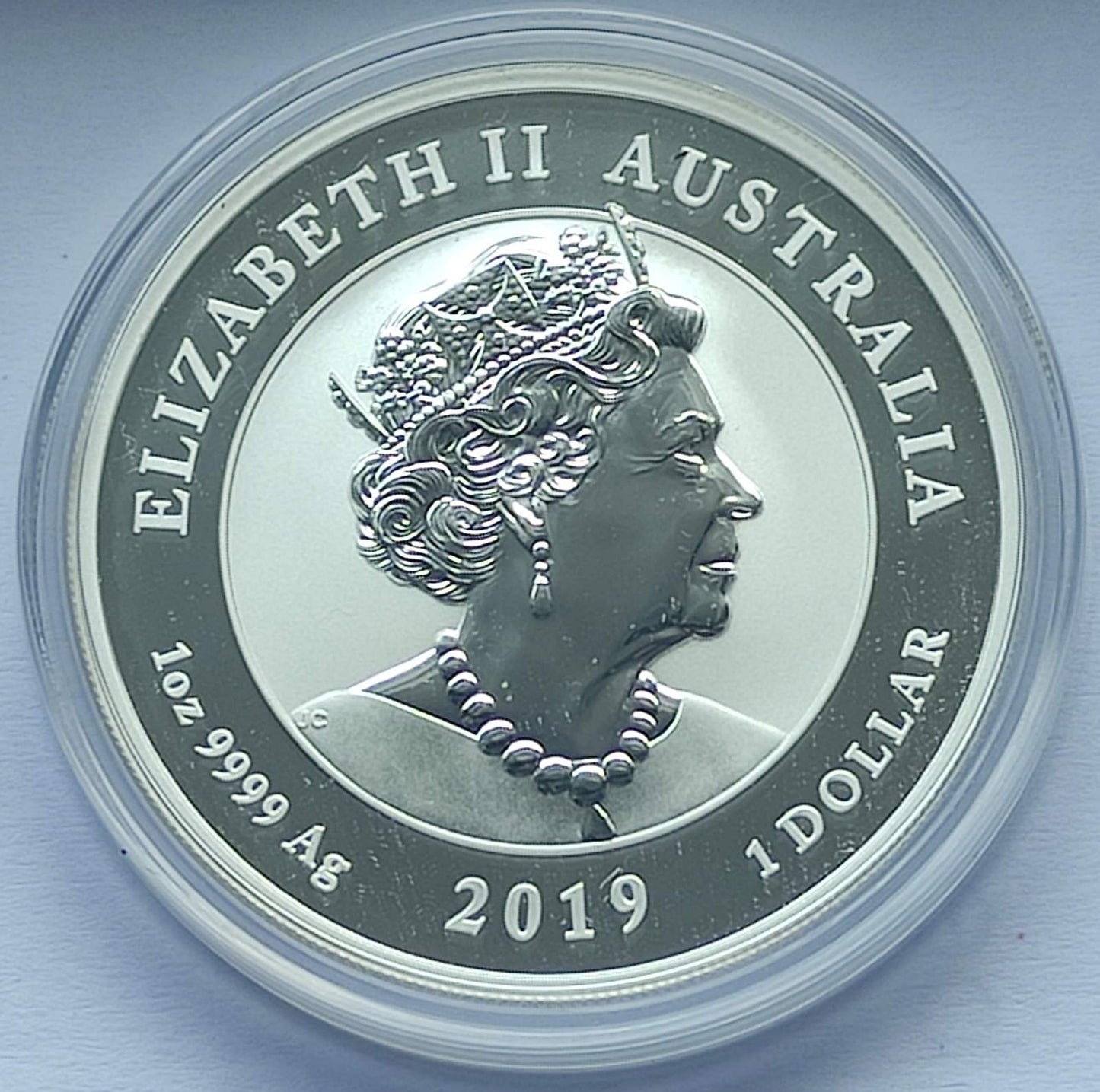 2019 Australia Double Dragon 1 oz Silver Coin BU in Capsule